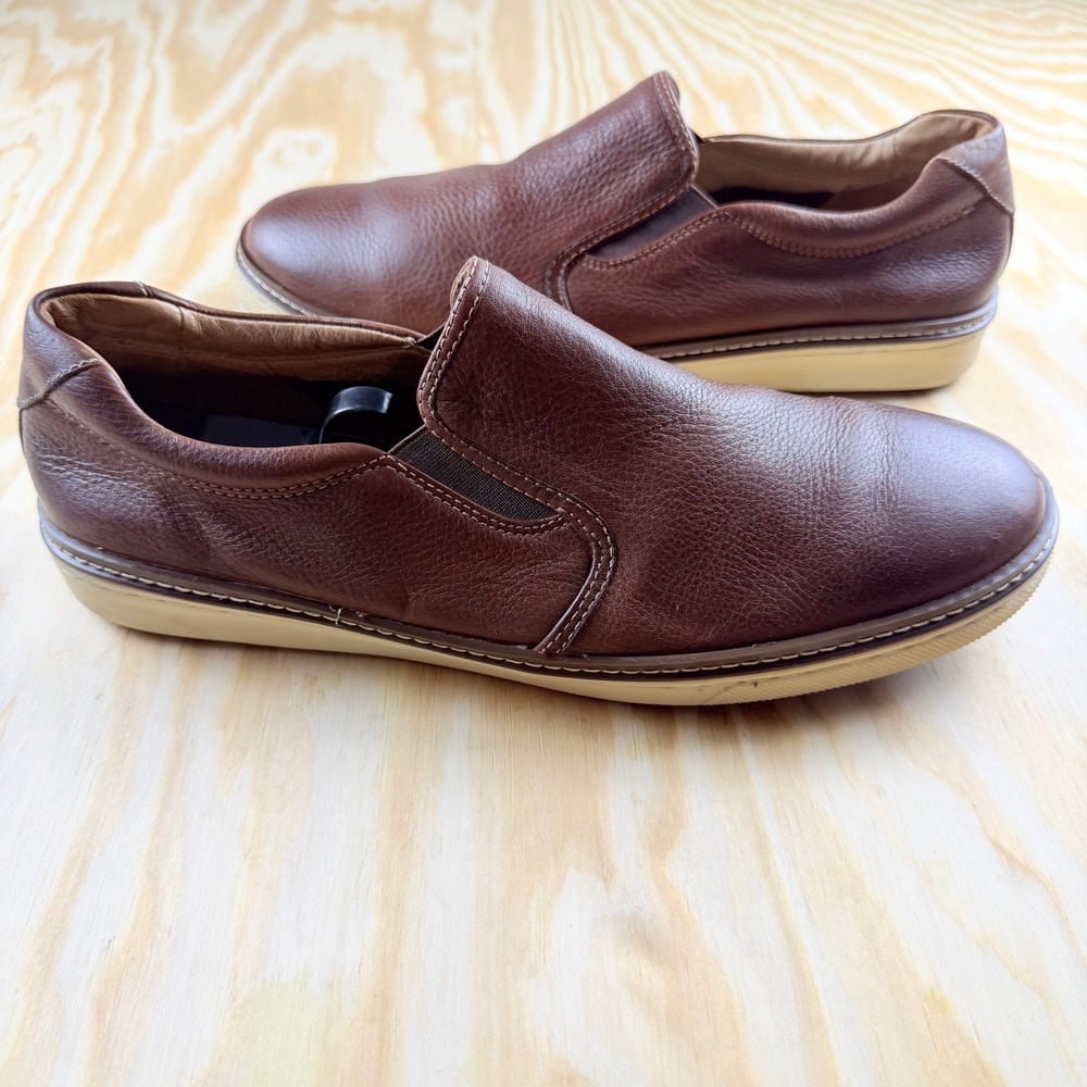 Johnston & Murphy McGuffey Brown Leather Slip On Sneakers Mens 11 M 25-3346